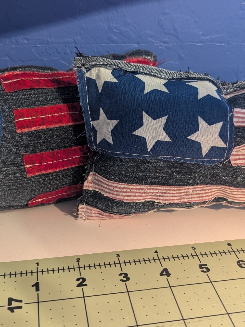 Patriotic Star & Stripe Decorative Pillow Set - Red, White, Blue Set Of 2 9"X4"